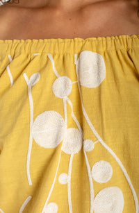 Yellow 3/4 Sleeve Woven Top