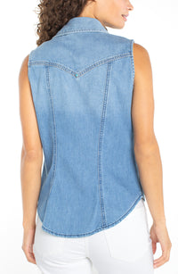 Denim Sleeveless Slim Shirt