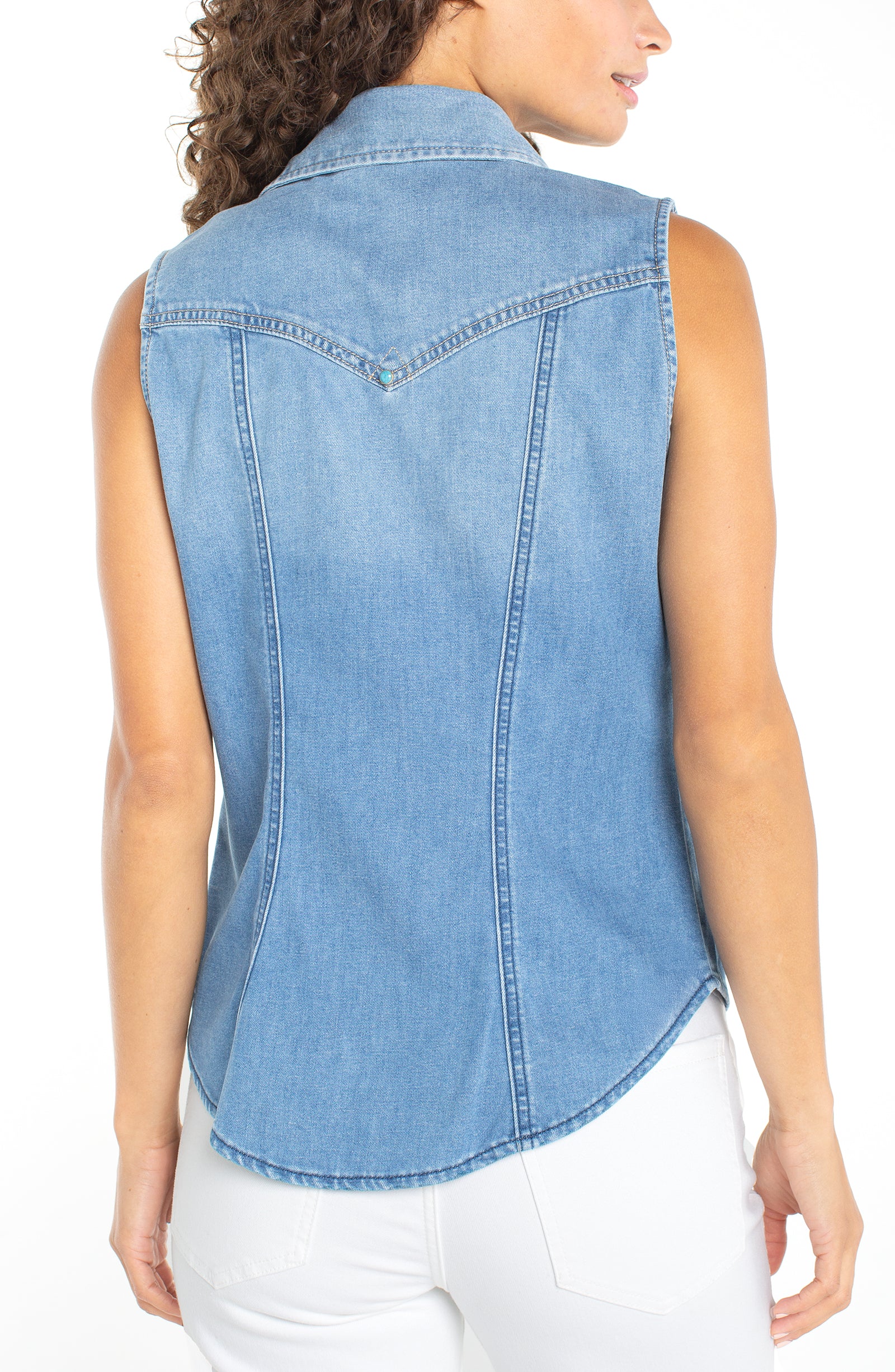 Denim Sleeveless Slim Shirt