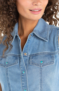 Denim Sleeveless Slim Shirt