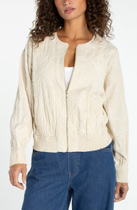 Smocked Collarless Summer Jacket