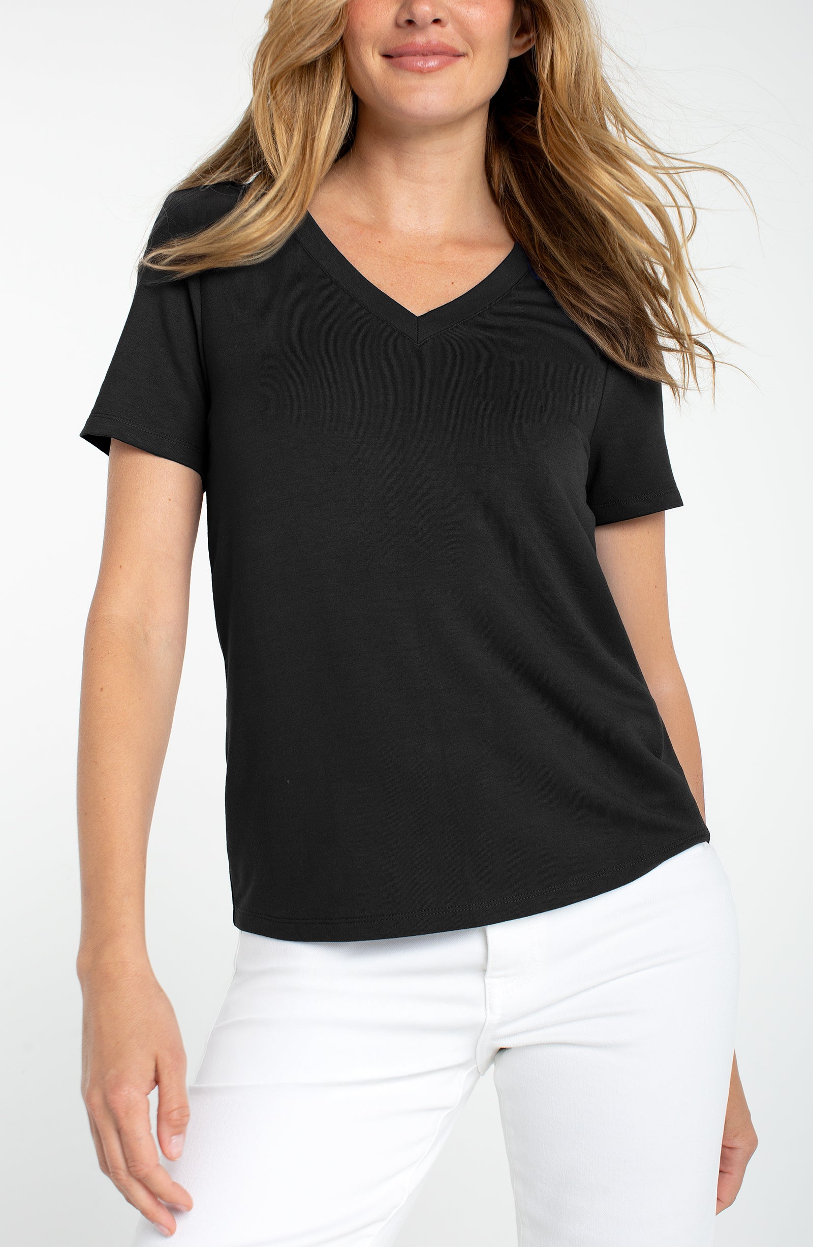 Short Sleeve V-Neck Knit Tee
