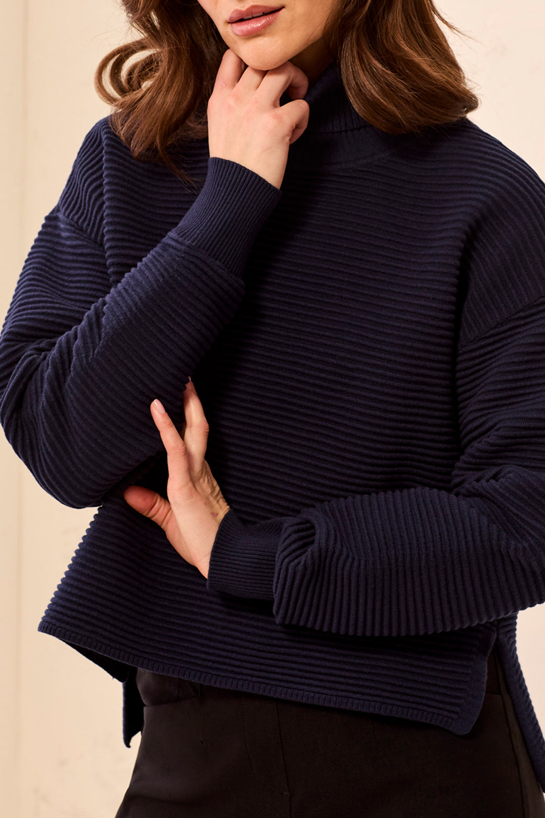 Ribbed Hi-Lo Sweater