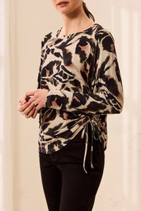 Side Ruched Crew Neck