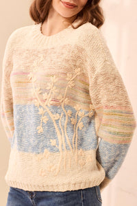 Embroidered Crew Neck Sweater