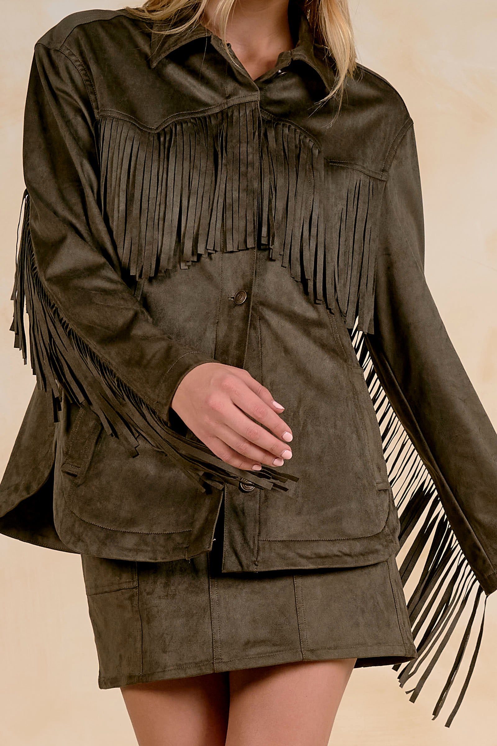 Sueded Fringe Jacket
