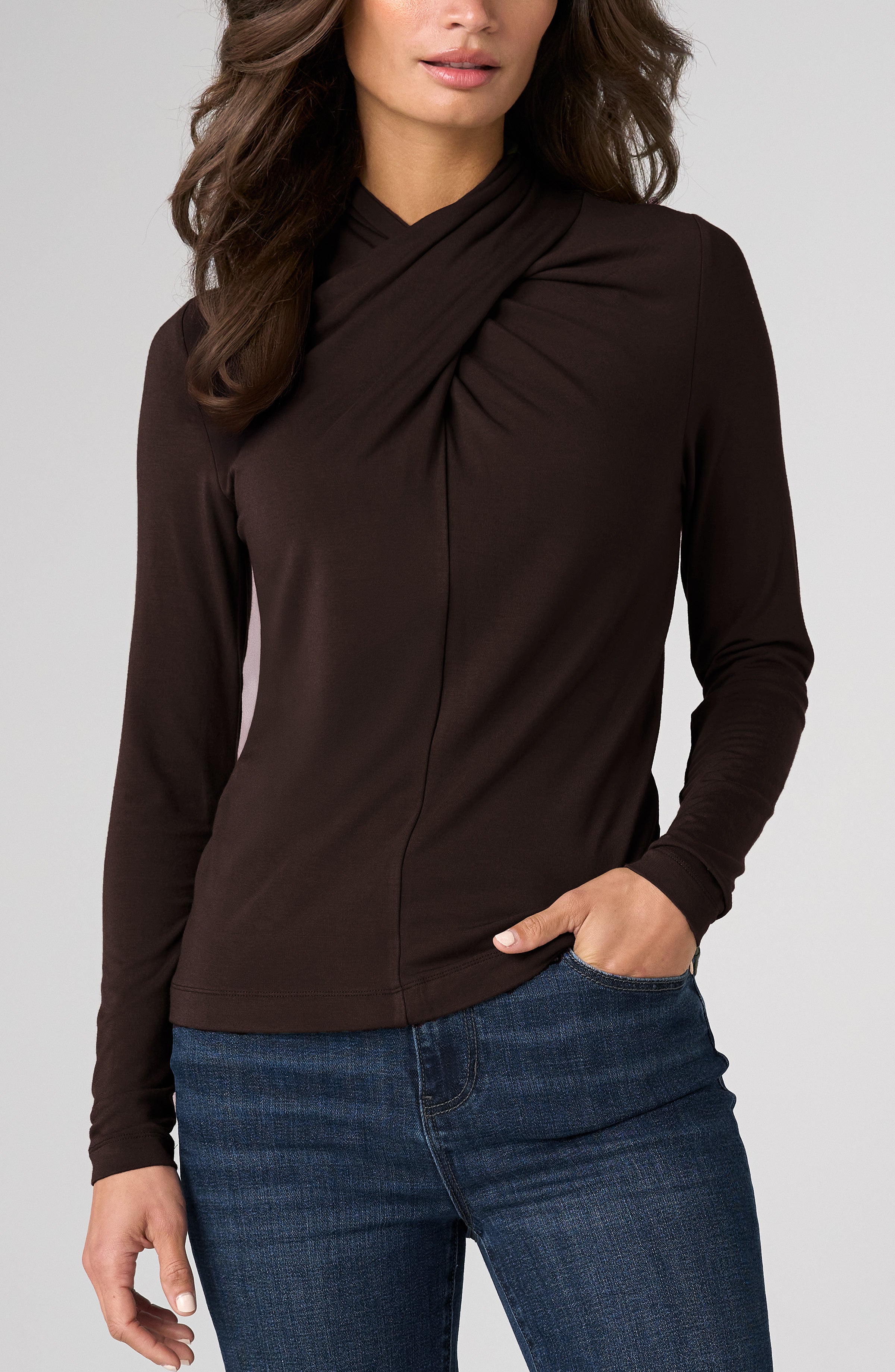 Wrap Neck Knit Top