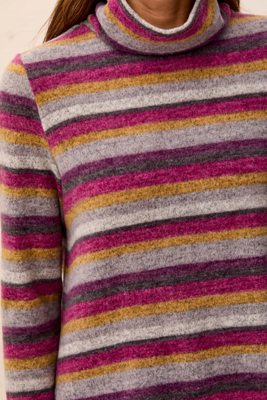 Striped Funnel Neck