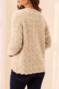 Henley Sweater with Scalloped Hem