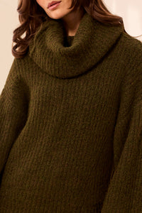 Funnel Neck Sweater in Moss