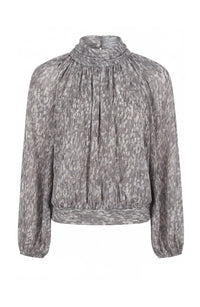 Shirred Mock Neck Top