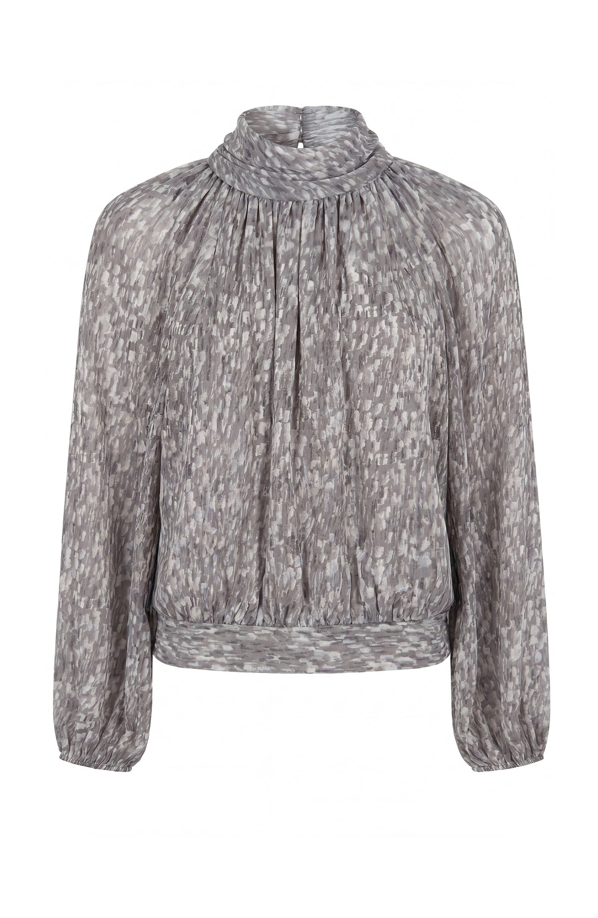 Shirred Mock Neck Top