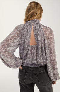 Shirred Mock Neck Top