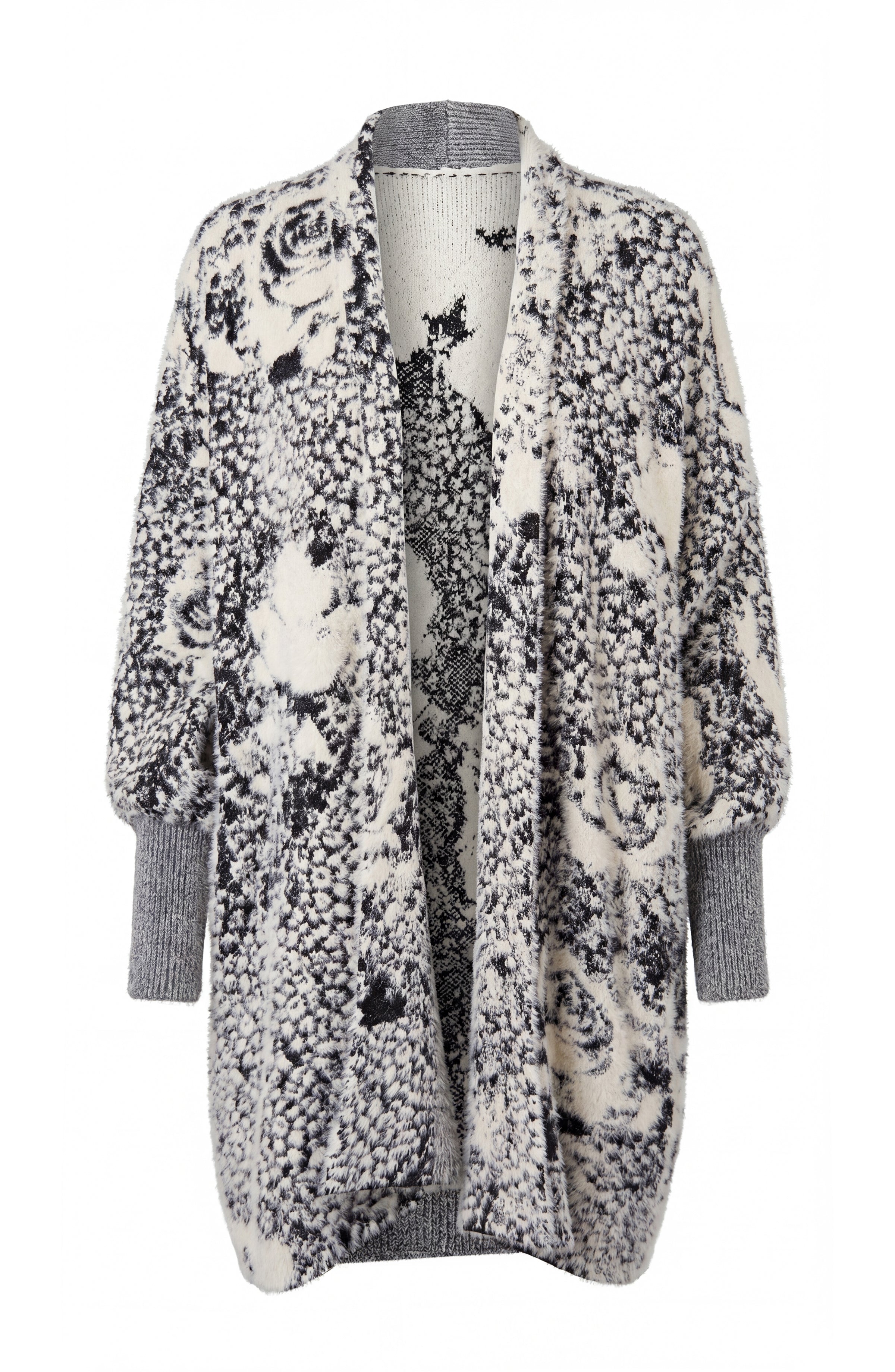 Soft B&W Open Front Cardigan