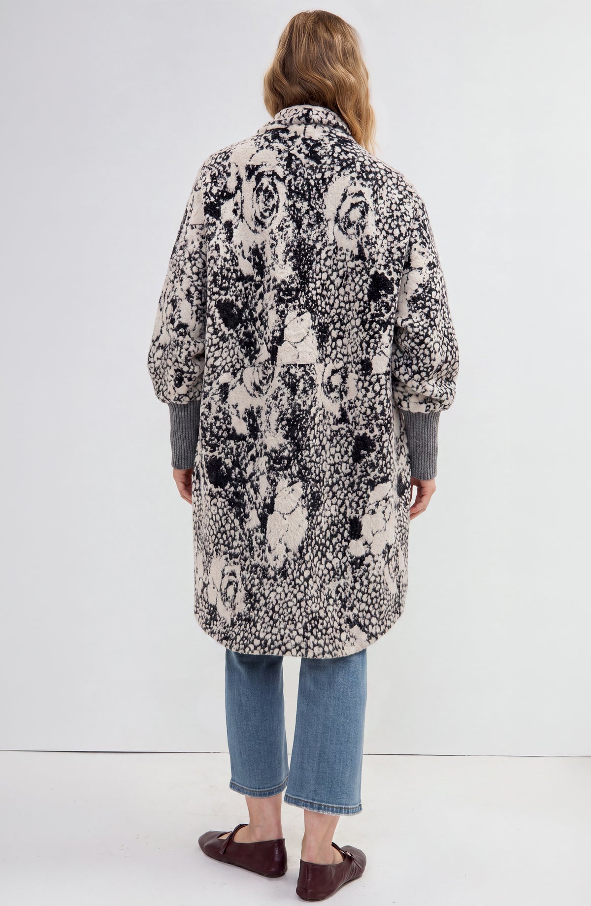 Soft B&W Open Front Cardigan