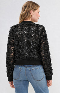 Floral Woven Bomber Jacket