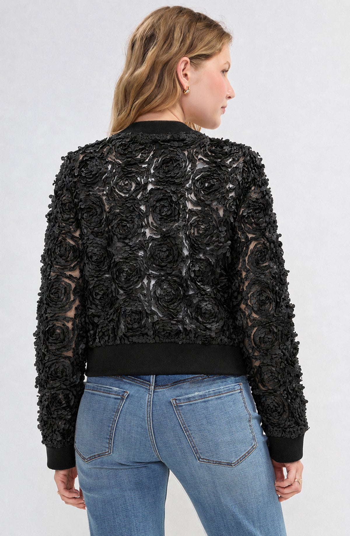 Floral Woven Bomber Jacket