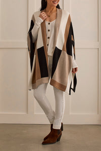 Color Block Sweater Poncho