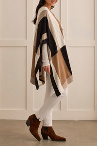 Color Block Sweater Poncho