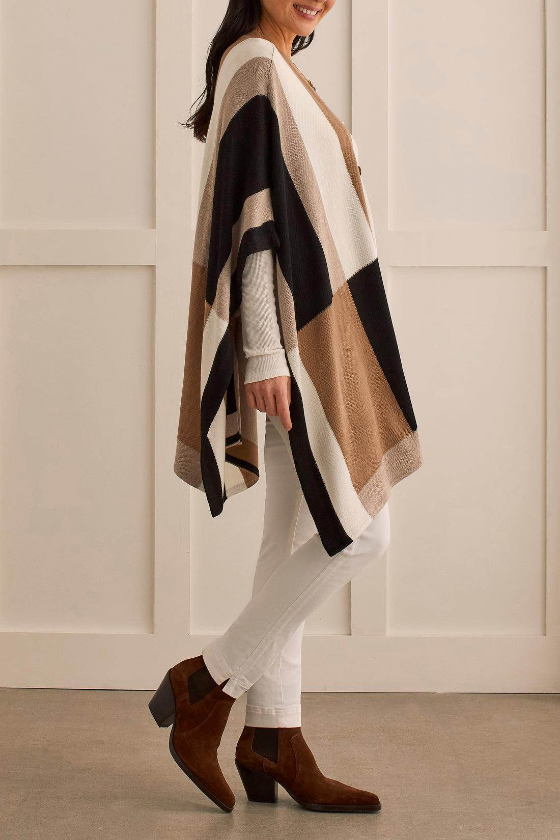 Color Block Sweater Poncho