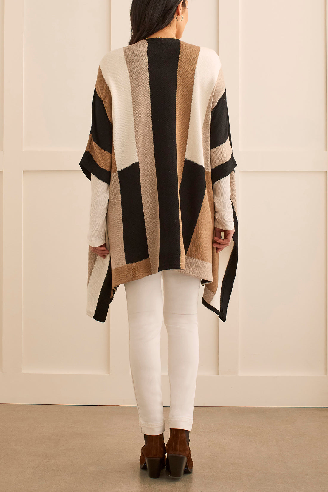 Color Block Sweater Poncho
