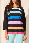 Multi Stripe Raglan Crew Neck