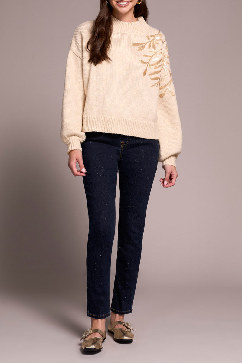 Mock Neck Sweater with Sequins