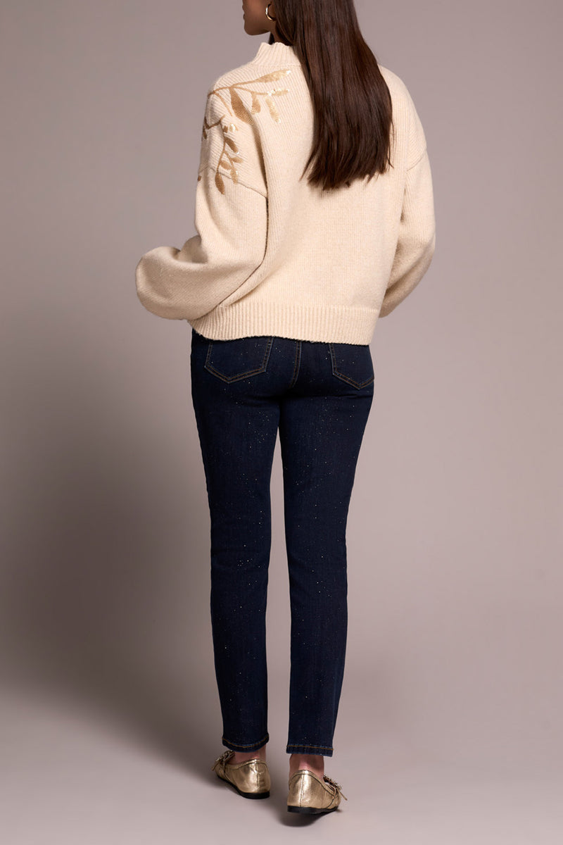 Mock Neck Sweater with Sequins