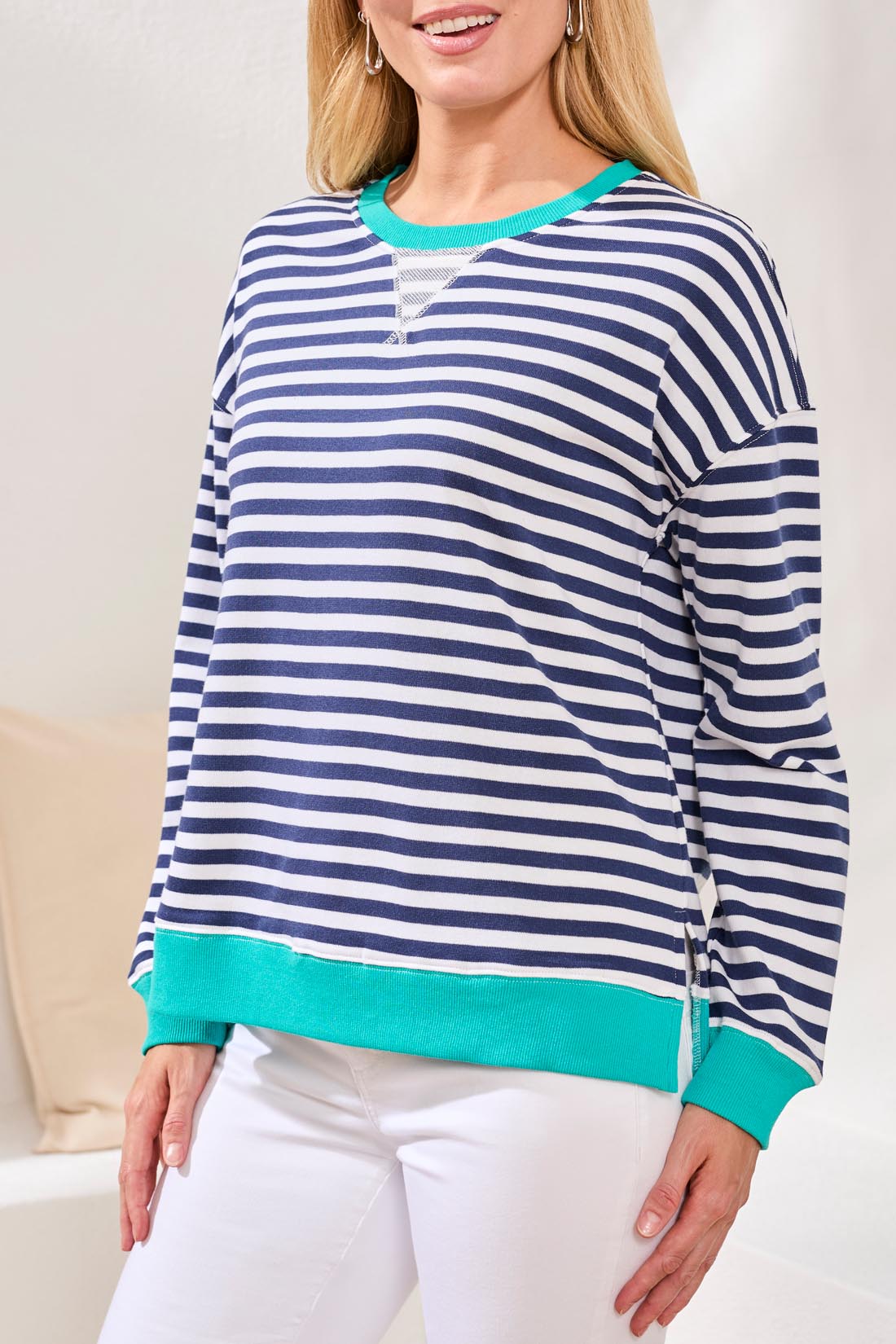 Striped Crew Neck with Cuff