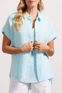 Crinkled Gauze Button-Down Shirt