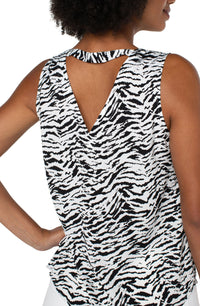 Sleeveless Double V Neck Woven Top