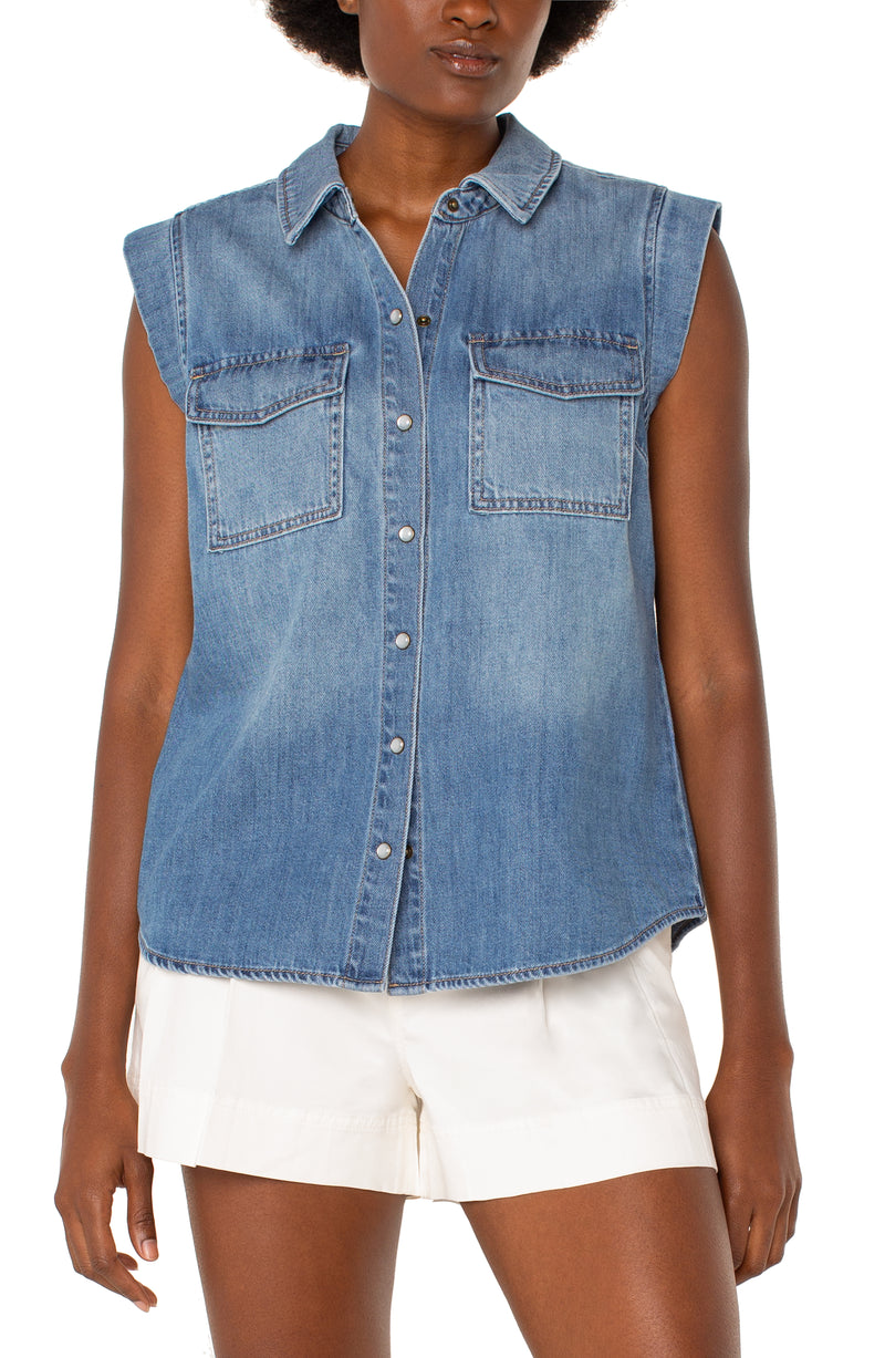 Sleeveless Denim Shirt
