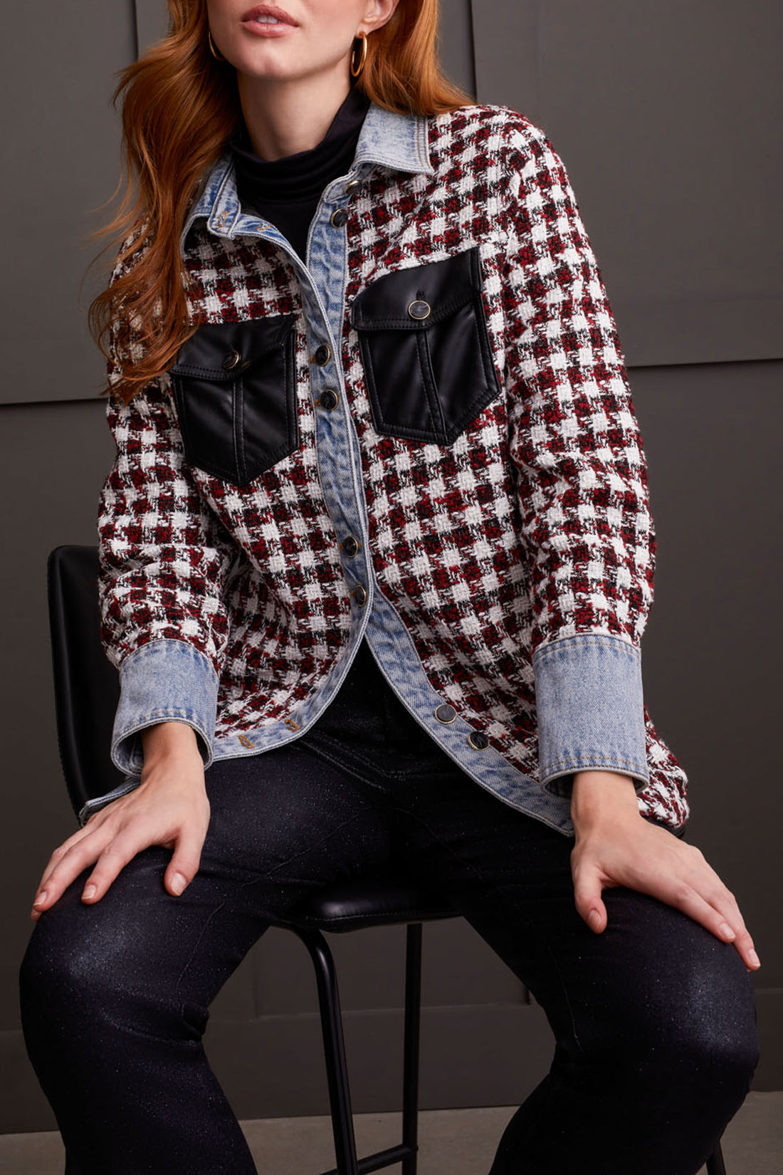 Collarless Zip Up Jacket