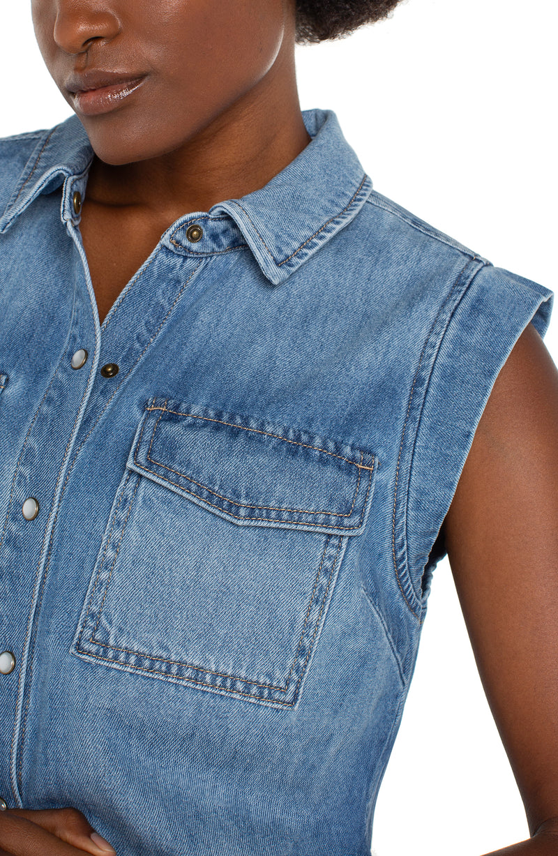Sleeveless Denim Shirt