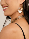 Handmade Drop Earring with Crystals and Flowers