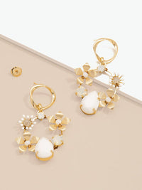 Handmade Drop Earring with Crystals and Flowers