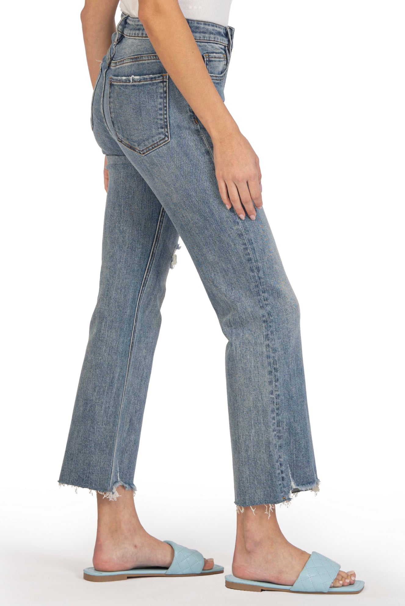Kelsey High Rise Fab Ab Ankle Flare with Raw Hem