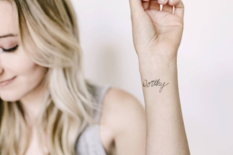Worthy Calligraphy Temp Tattoo