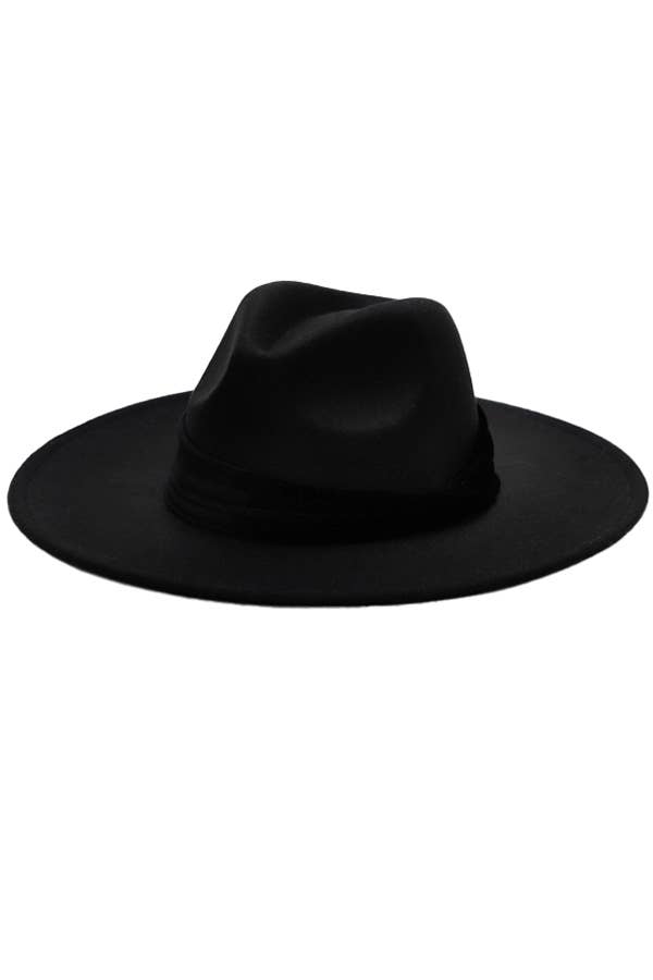 Velvet Glossy Monochromatic Band Wide Brim Felt Rancher Hat