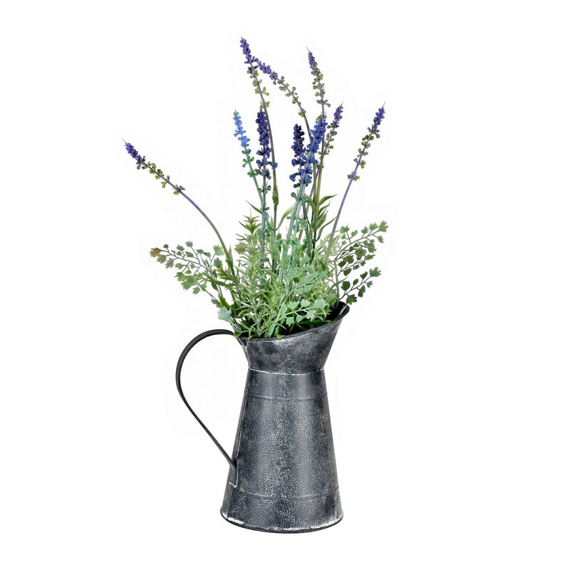 Vickerman 17.5" Artificial Lavender in Galvanized Pot.