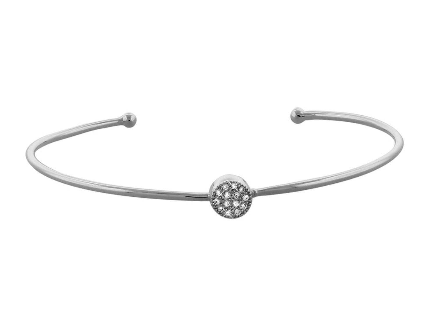 Delicate Wire Cuff Bracelet with Pave CZ Circle