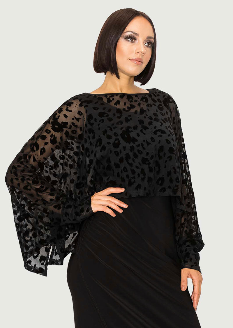 High-Low Batwing Top with Arm Cuffs