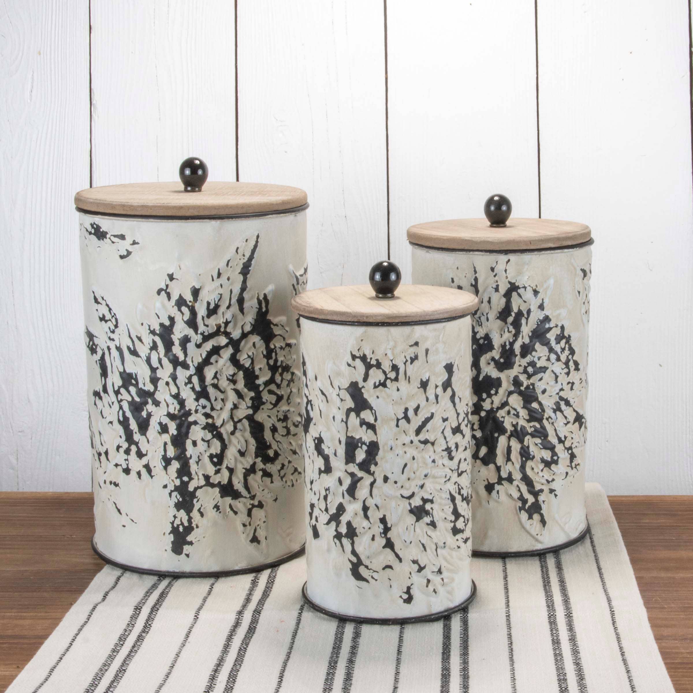 Set of 3 Shibori Flower Nested Canisters