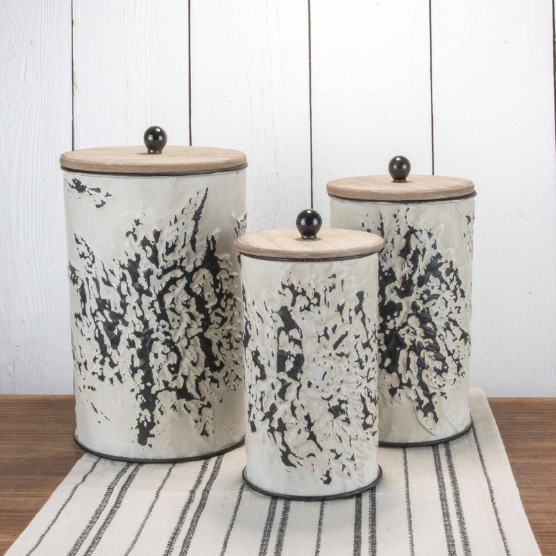 Set of 3 Shibori Flower Nested Canisters