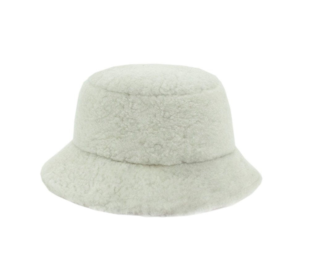 Ivory Curly Lamb Bucket Hat