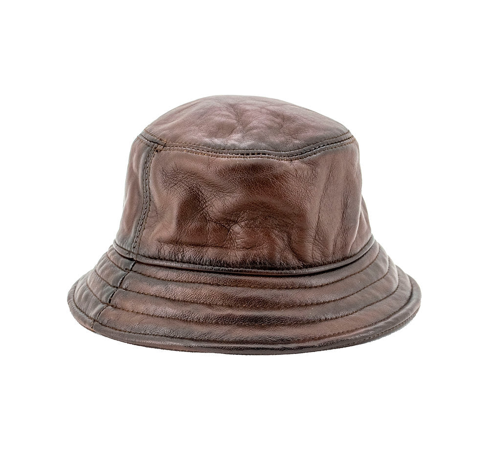 Mens leather bucket hat top