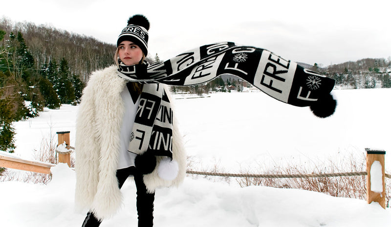 "F*CKING FREEZING" Scarf with Fox Poms