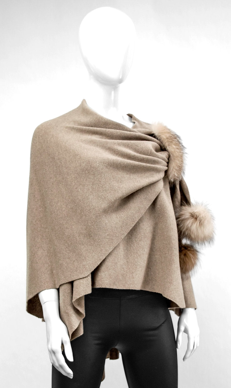 Wool Wrap with Fur Pull-Through Loop