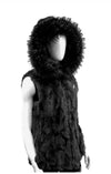 Reversible Nylon/Rabbit Fur Vest with Silver Fox Trim