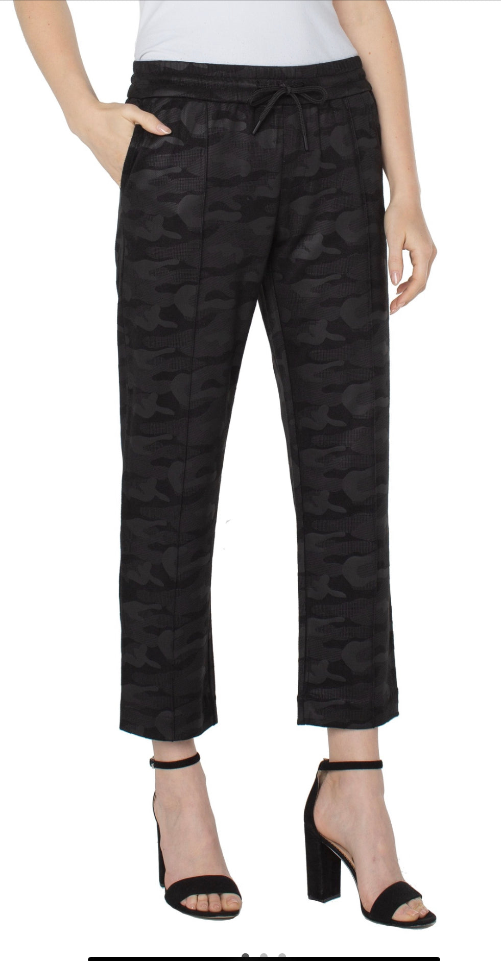Camo Pull-on Ankle Trouser W. Pin Tucks